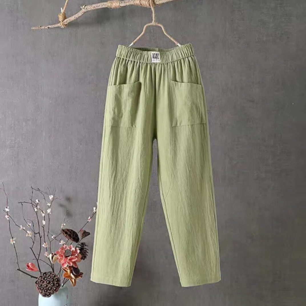 Breathable men's linen pants – elastic waistband, durable fabric, for everyday wear - Image 2