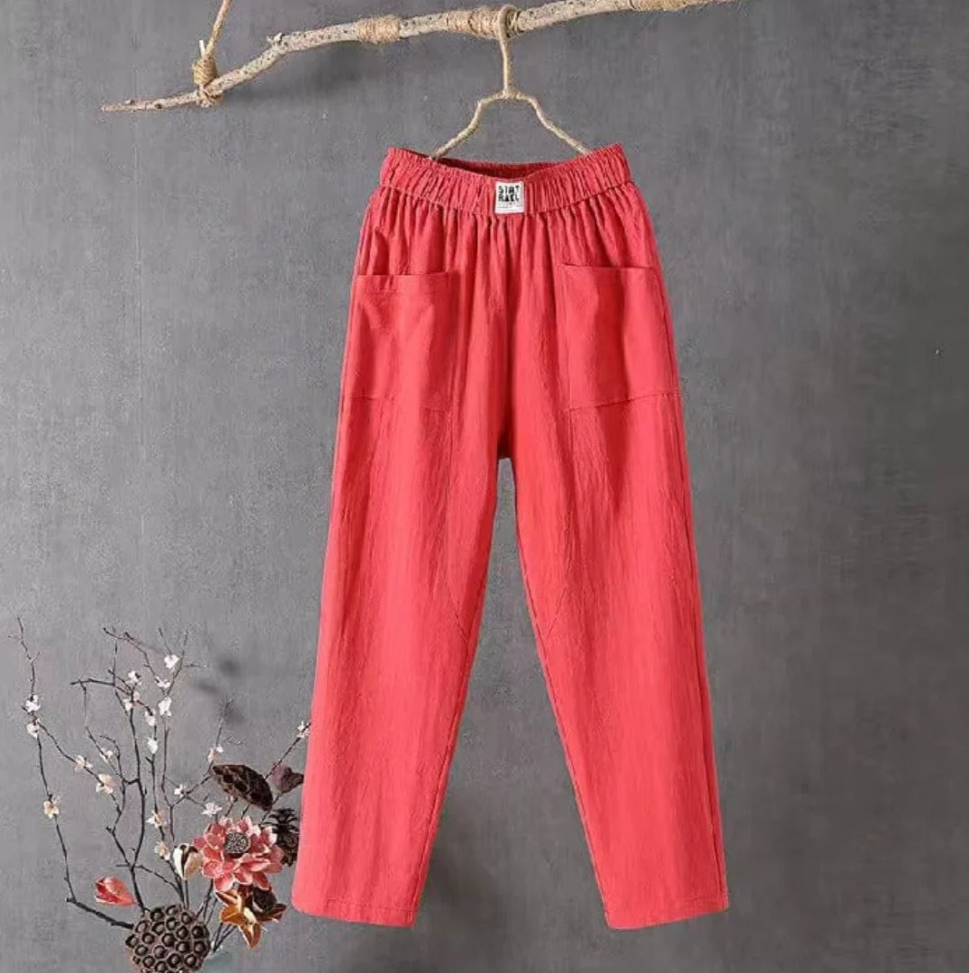 Breathable men's linen pants – elastic waistband, durable fabric, for everyday wear - Image 3