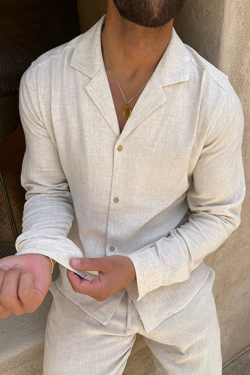 Breathable men's linen set – classic Cuban collar, premium material, for summer occasions - Image 3