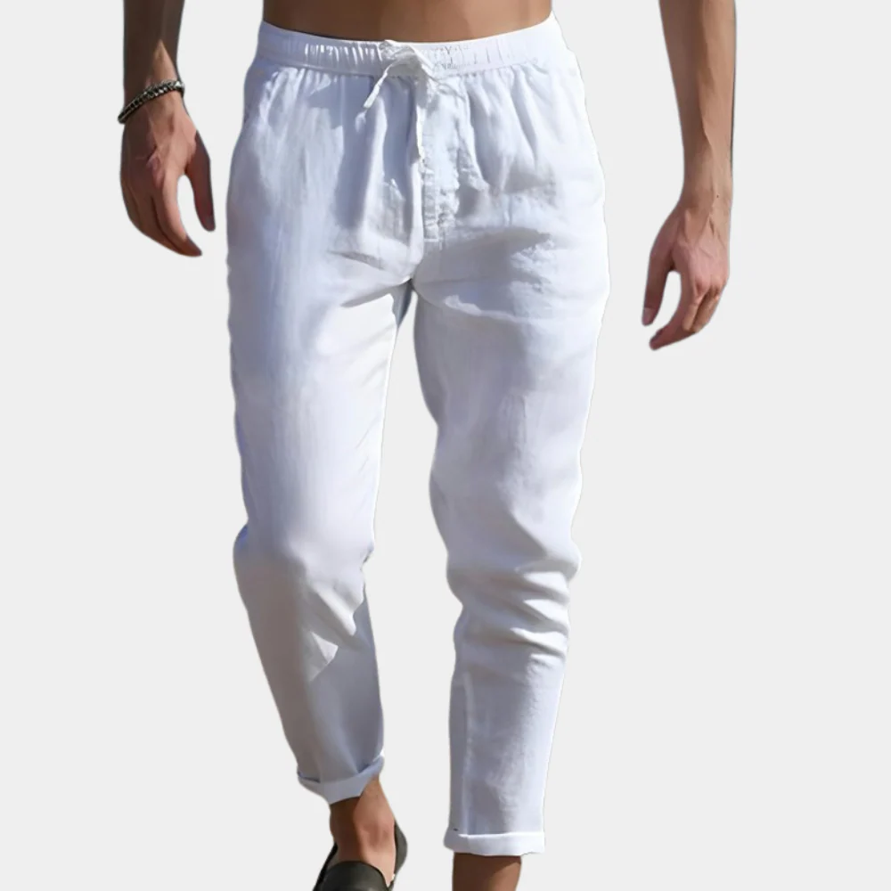 Breathable men's linen trousers – relaxed fit, lightweight fabric, for casual outings