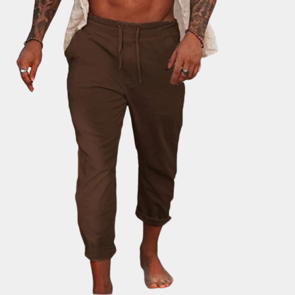 Breathable men's linen trousers – relaxed fit, lightweight fabric, for casual outings - Image 6