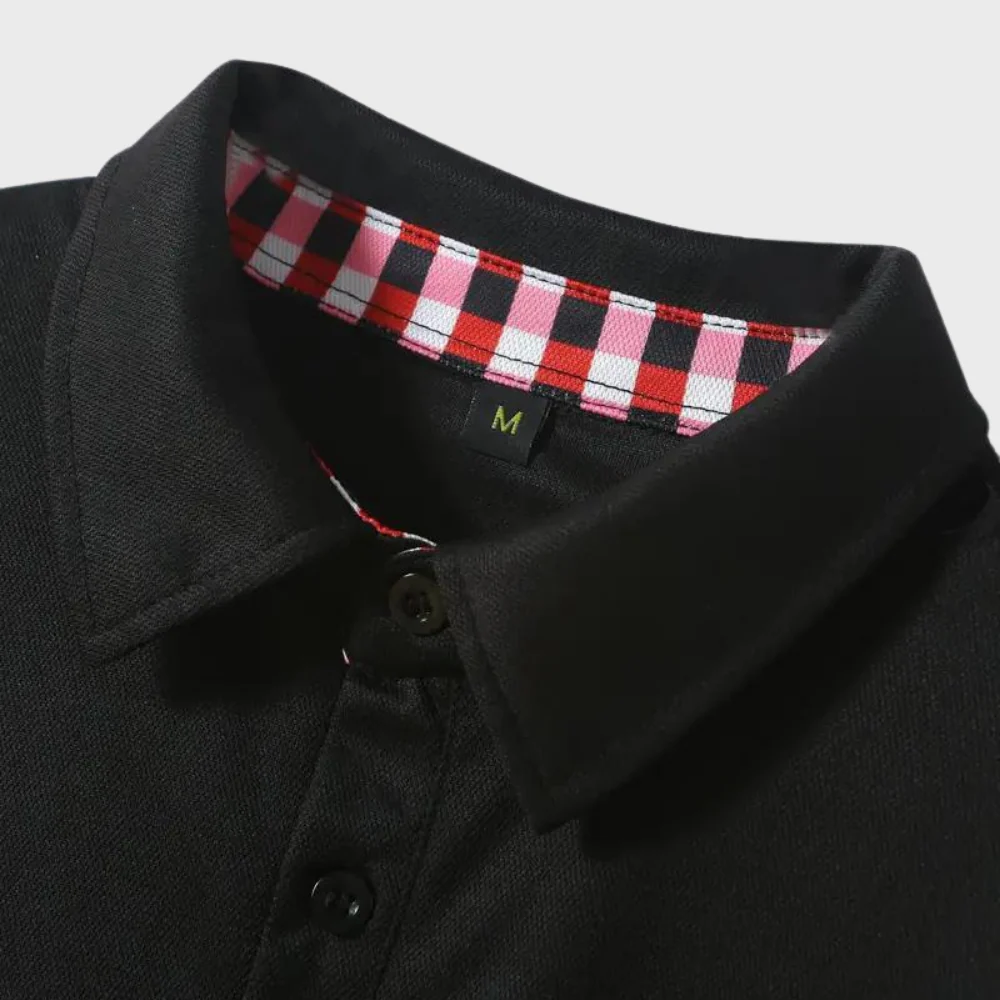 Breathable men’s long sleeve polo shirt – classic design, soft fabric, for summer - Image 4