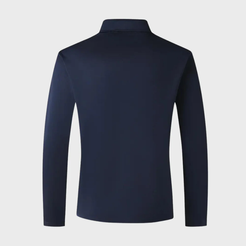 Breathable men’s long sleeve polo shirt – classic design, soft fabric, for summer - Image 8