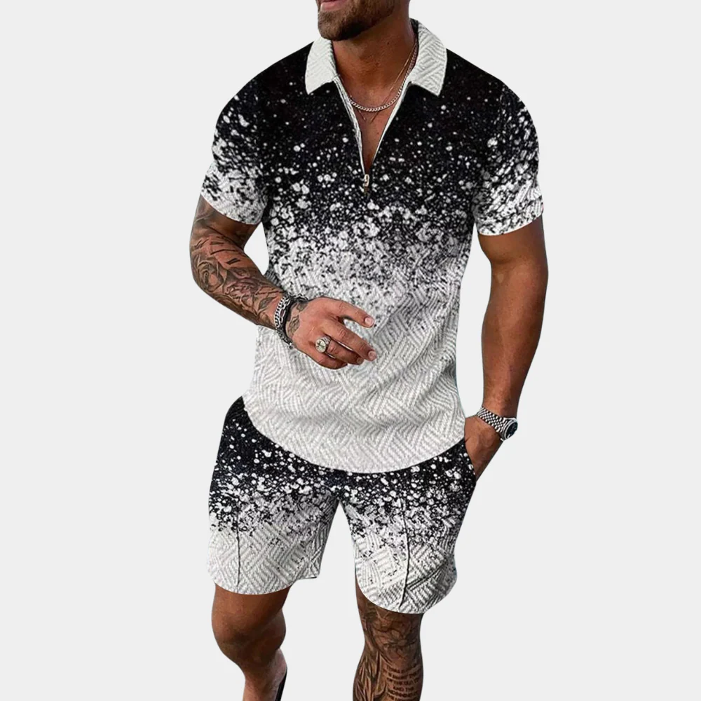 Breathable men's loungewear set – polo and shorts, high-quality fabric, for relaxed days - Image 3