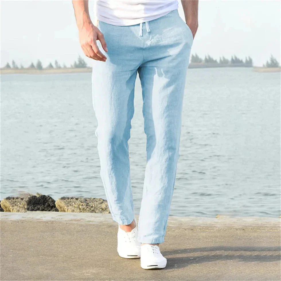 Breathable men's luxury linen pants – modern fit, cotton blend, for casual or semi-formal occasions - Image 3