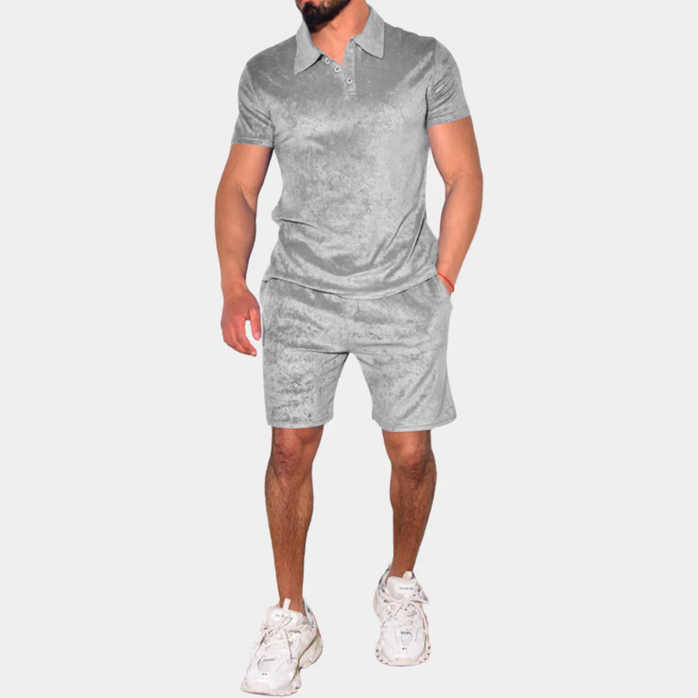 Breathable men's polo and shorts set – slim fit, high-quality fabric, for summer activities - Image 2