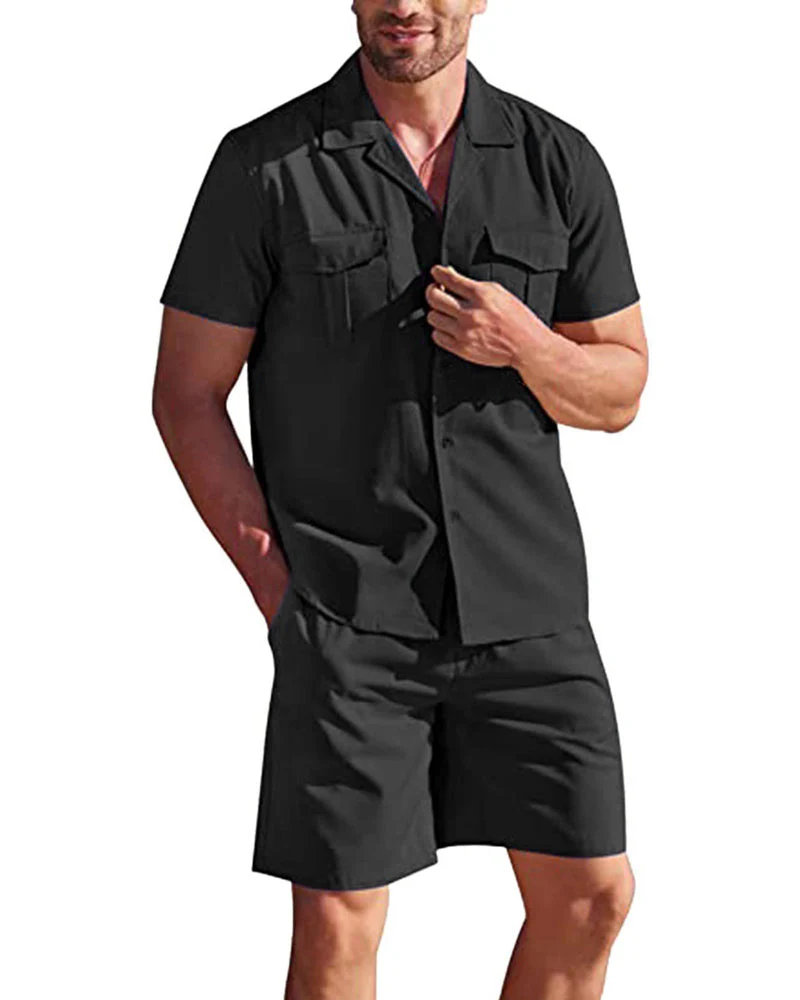 Breathable men’s polo set – short-sleeve shirt and shorts, cotton, for everyday wear - Image 2