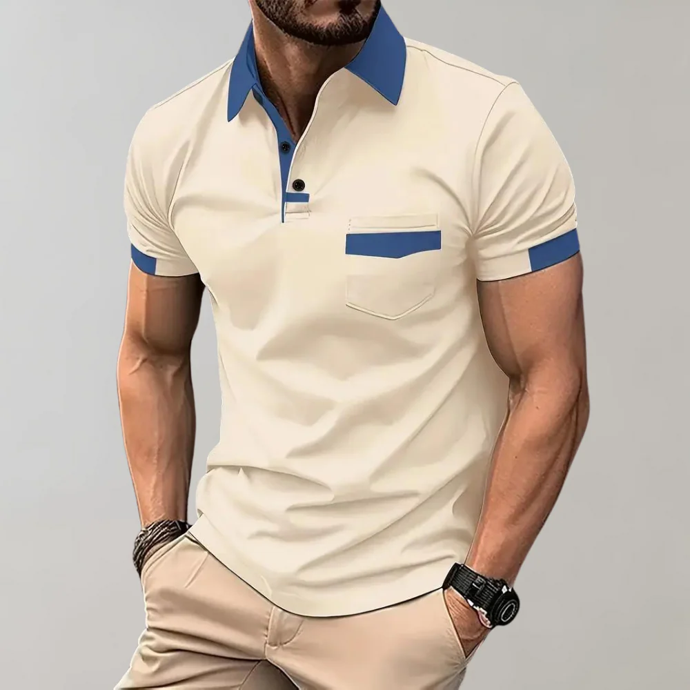 Breathable men's polo shirt – classic cut, soft cotton, for casual and office wear - Image 2