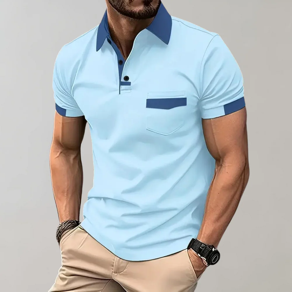 Breathable men's polo shirt – classic cut, soft cotton, for casual and office wear - Image 3