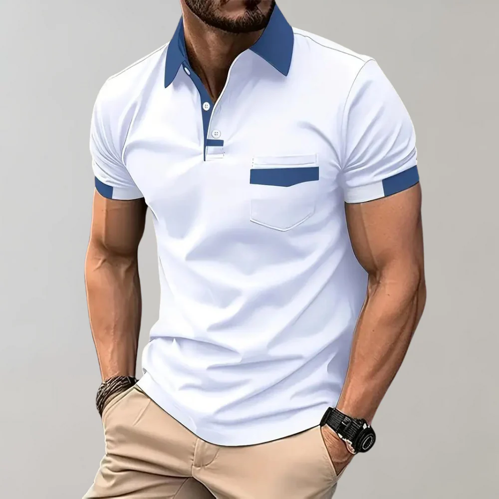 Breathable men's polo shirt – classic cut, soft cotton, for casual and office wear - Image 6