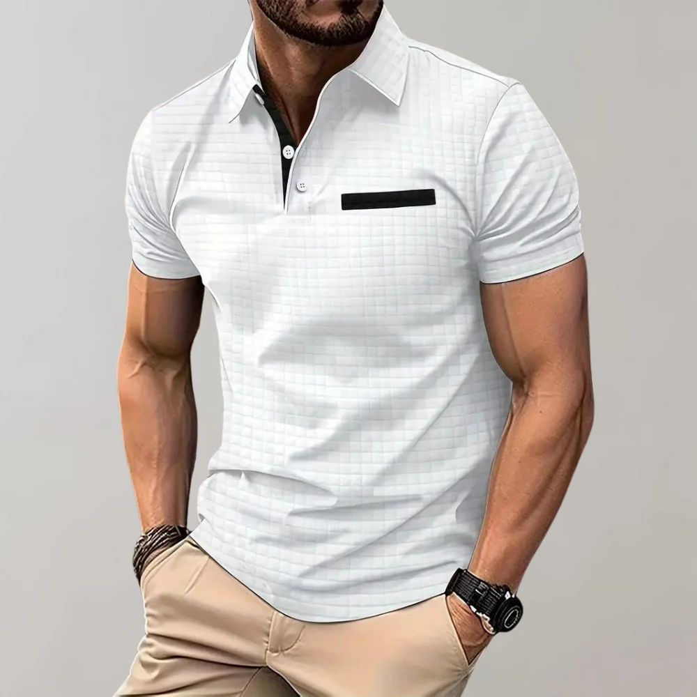 Breathable men's polo shirt – timeless design, polyester, for casual and office wear