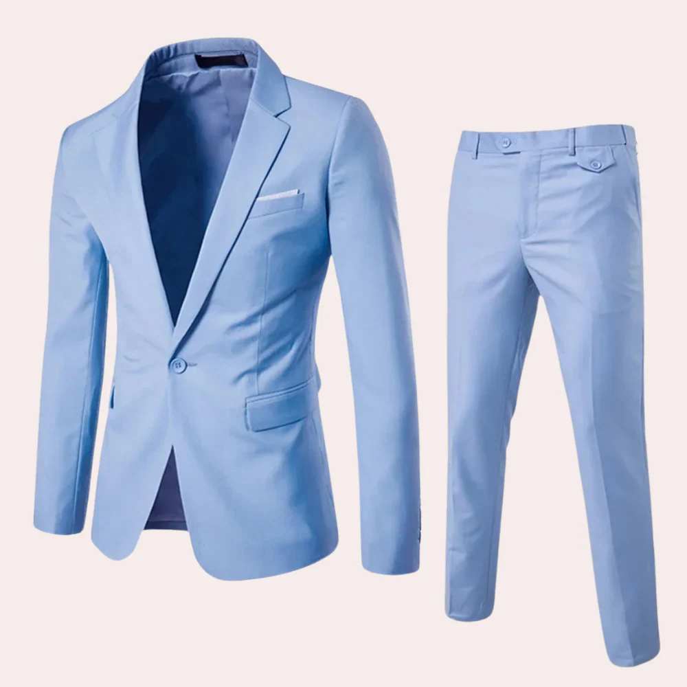 Breathable men's suit set – classic blazer and tailored trousers, premium fabric, for formal occasions - Image 4