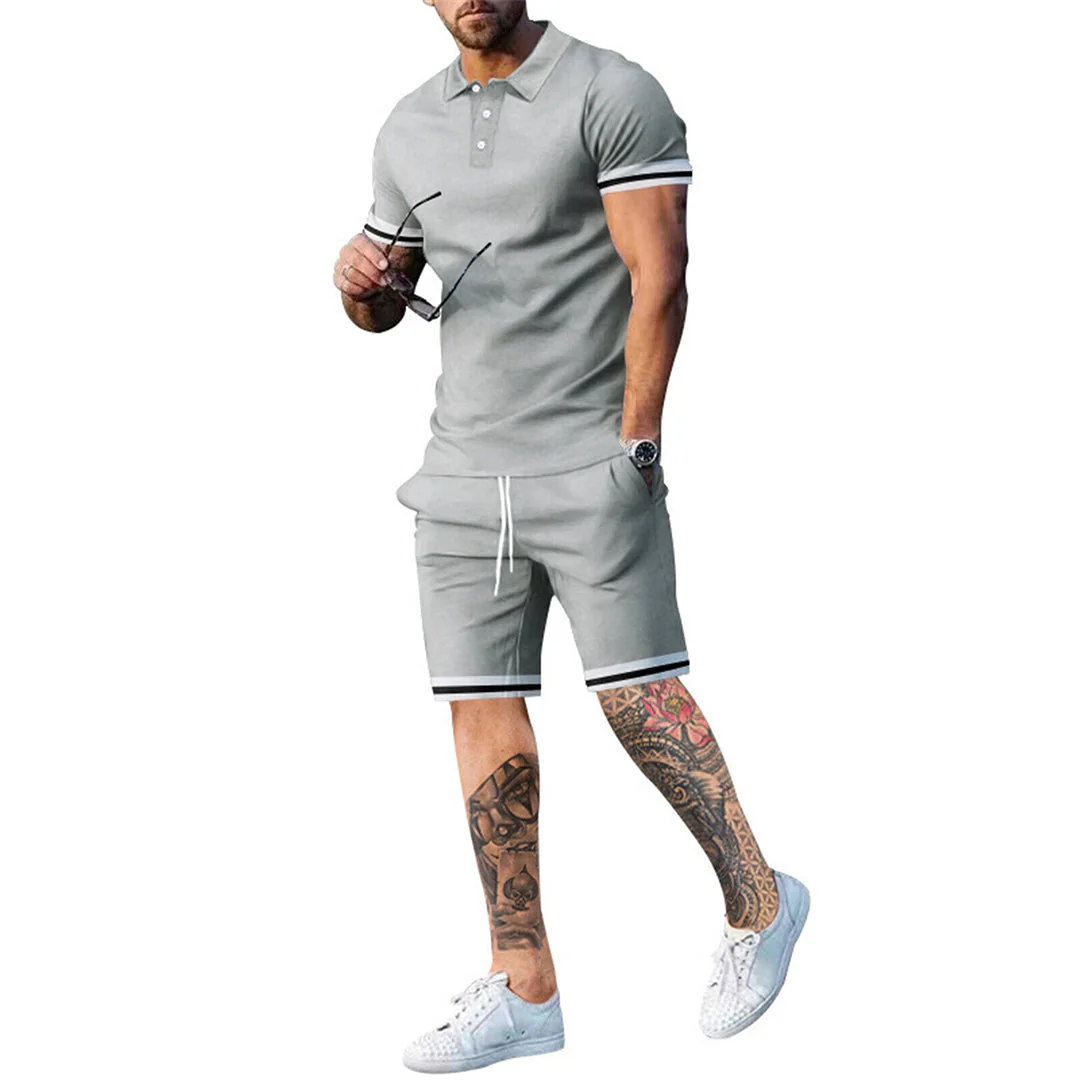 Breathable men's summer set – classic polo shirt and shorts, polyester, for casual activities - Image 5