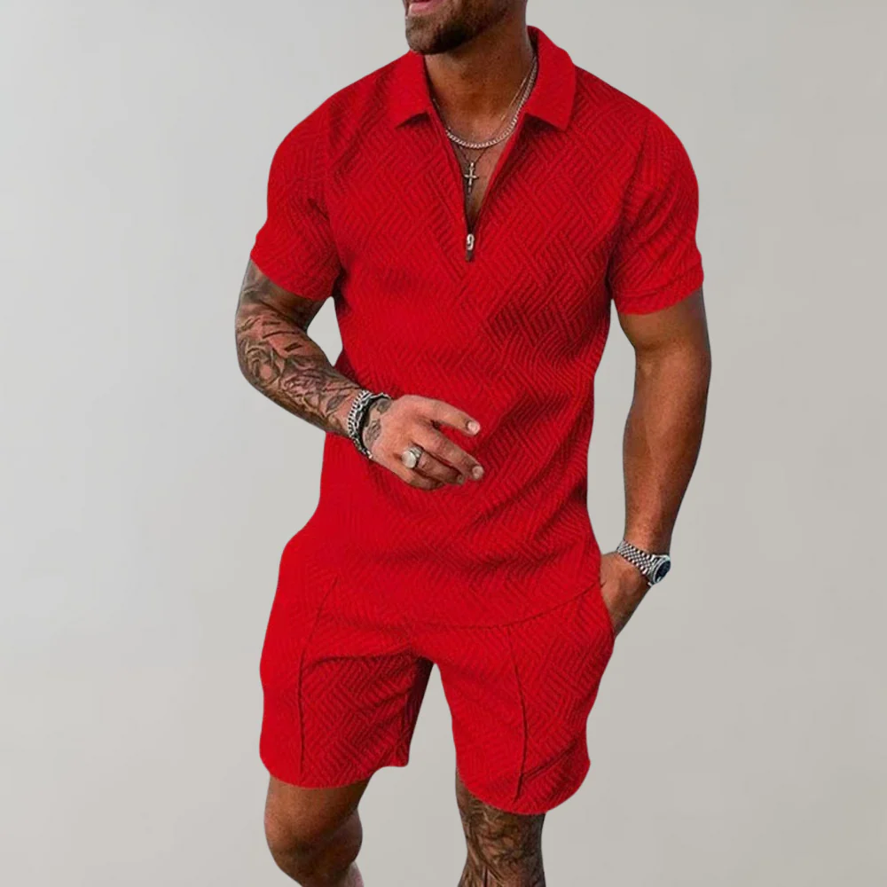 Breathable men’s summer set – polo shirt and shorts, for casual outings - Image 5