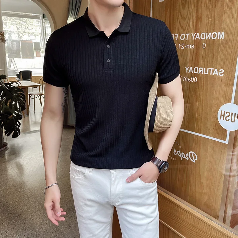 Breathable Silk Mesh Mens Polo Shirt, Short Sleeve with Ribbed Collar, Lightweight and Stylish for Summer - Image 4