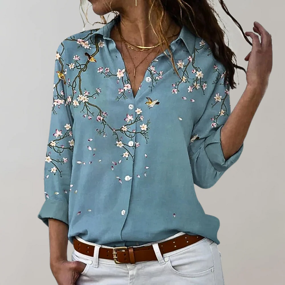Breathable women’s blouse – long sleeve, versatile prints, for office or casual wear - Image 3