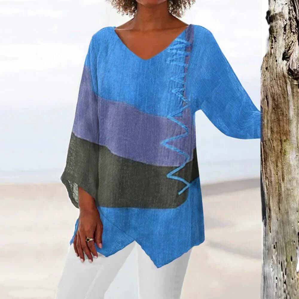 Breathable women’s tricolor shirt – modern design, soft polyester, for all occasions - Image 3