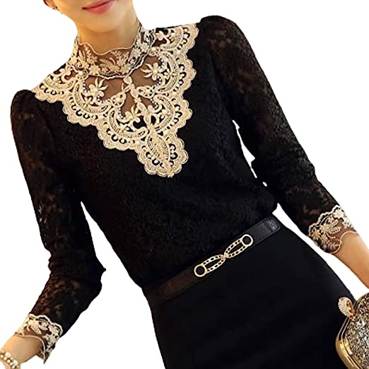 Breathable women's blouse – casual cut with embroidery and lace, for festive occasions - Image 3