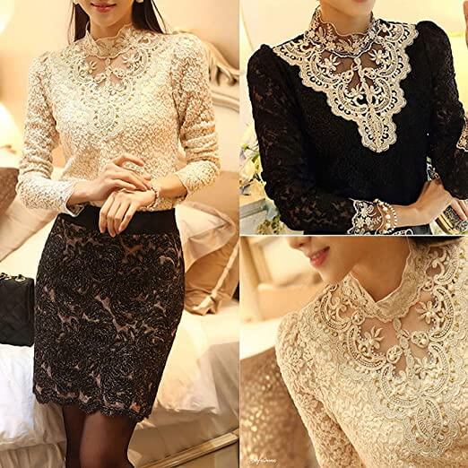 Breathable women's blouse – casual cut with embroidery and lace, for festive occasions - Image 4