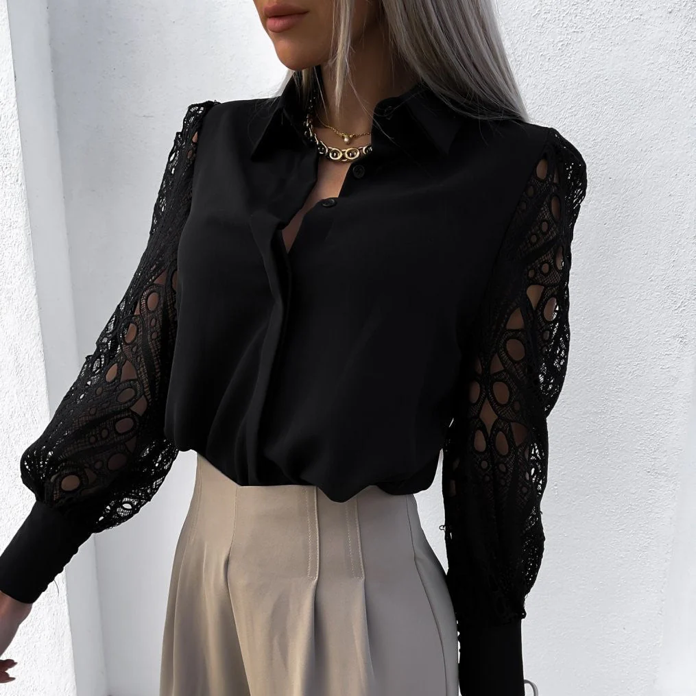 Breathable women's blouse – feminine cut, cotton, for special occasions - Image 4