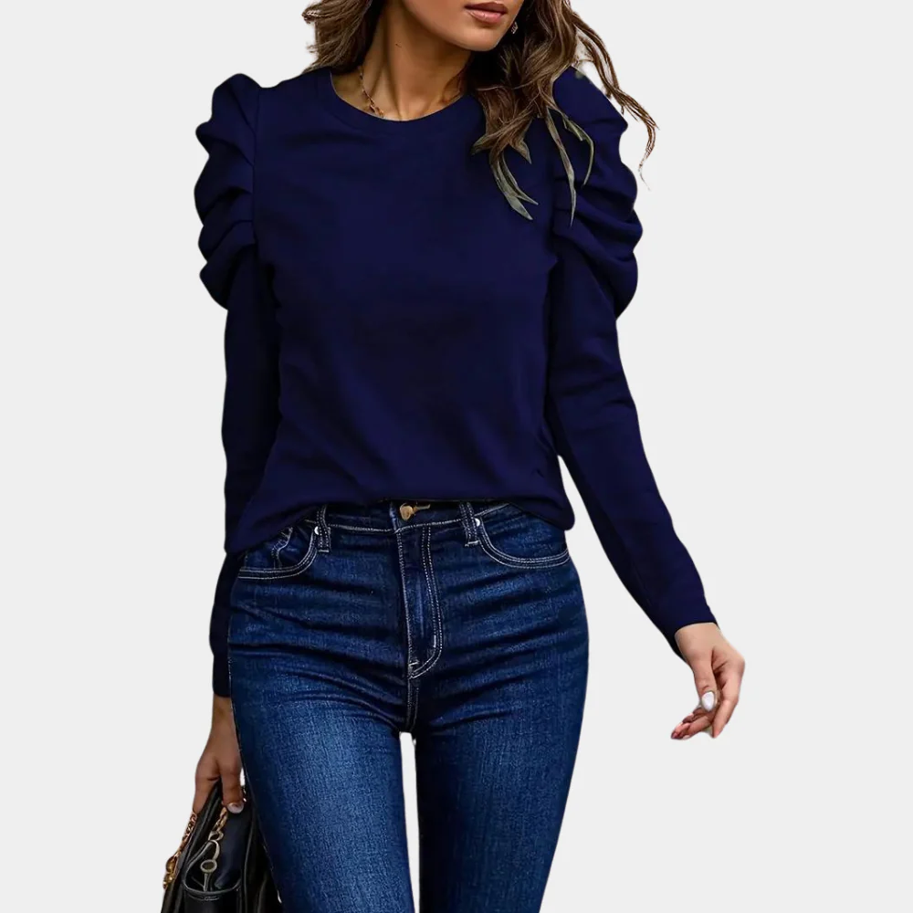 Breathable women's blouse – puff sleeve design, polyester, for casual or work - Image 5
