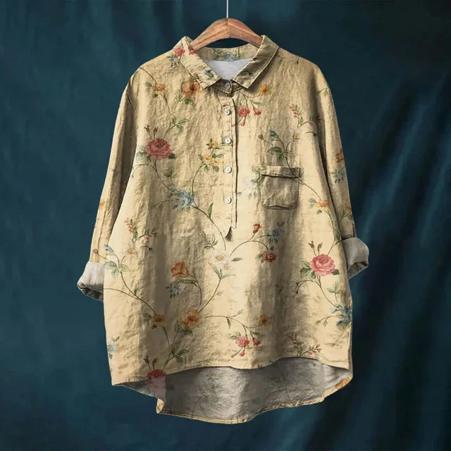 Breathable women's blouse – relaxed fit, cotton floral print, for casual outings and special occasions - Image 3