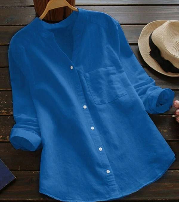 Breathable women's blouse – relaxed fit, linen-cotton blend, for everyday wear - Image 8