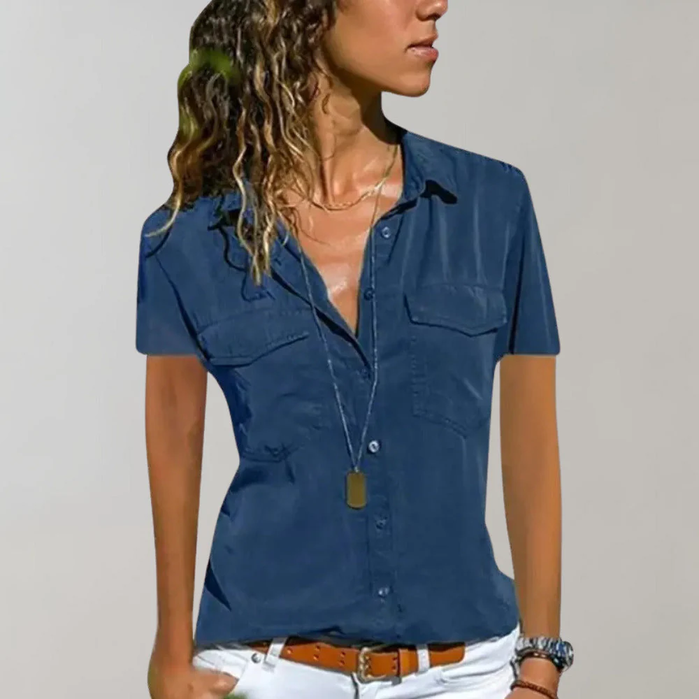 Breathable women's blouse – short sleeve, lightweight fabric, for summer outings - Image 3