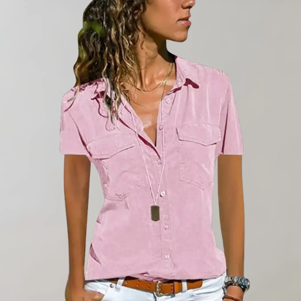 Breathable women's blouse – short sleeve, lightweight fabric, for summer outings - Image 4