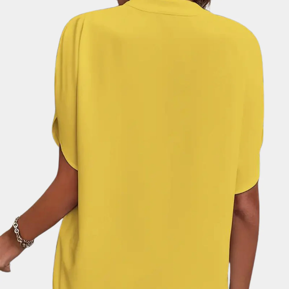 Breathable women’s blouse – short sleeve v-neck, lightweight material, for any occasion - Image 3