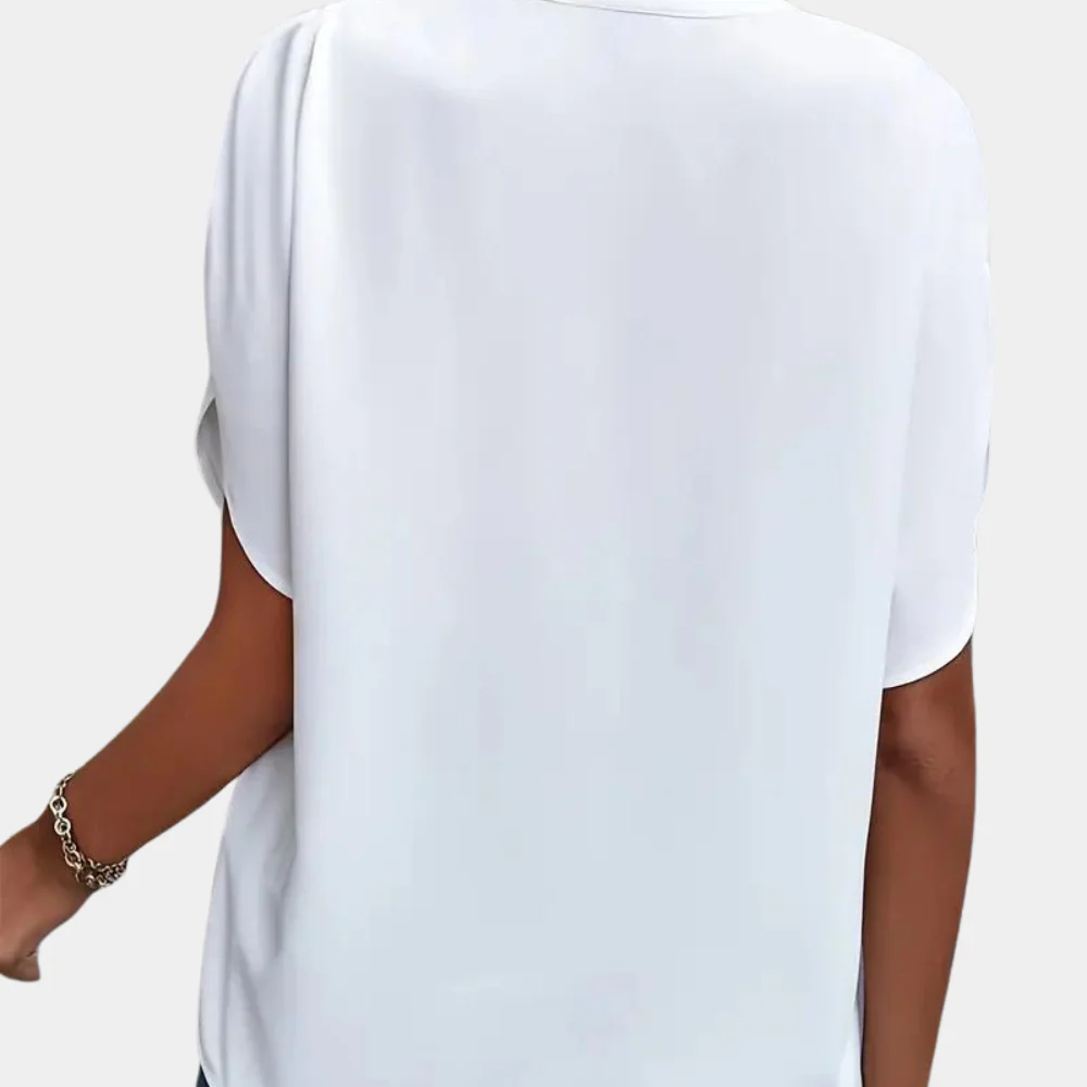 Breathable women’s blouse – short sleeve v-neck, lightweight material, for any occasion - Image 6