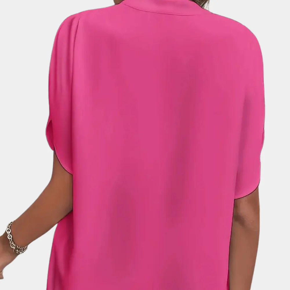 Breathable women’s blouse – short sleeve v-neck, lightweight material, for any occasion - Image 8