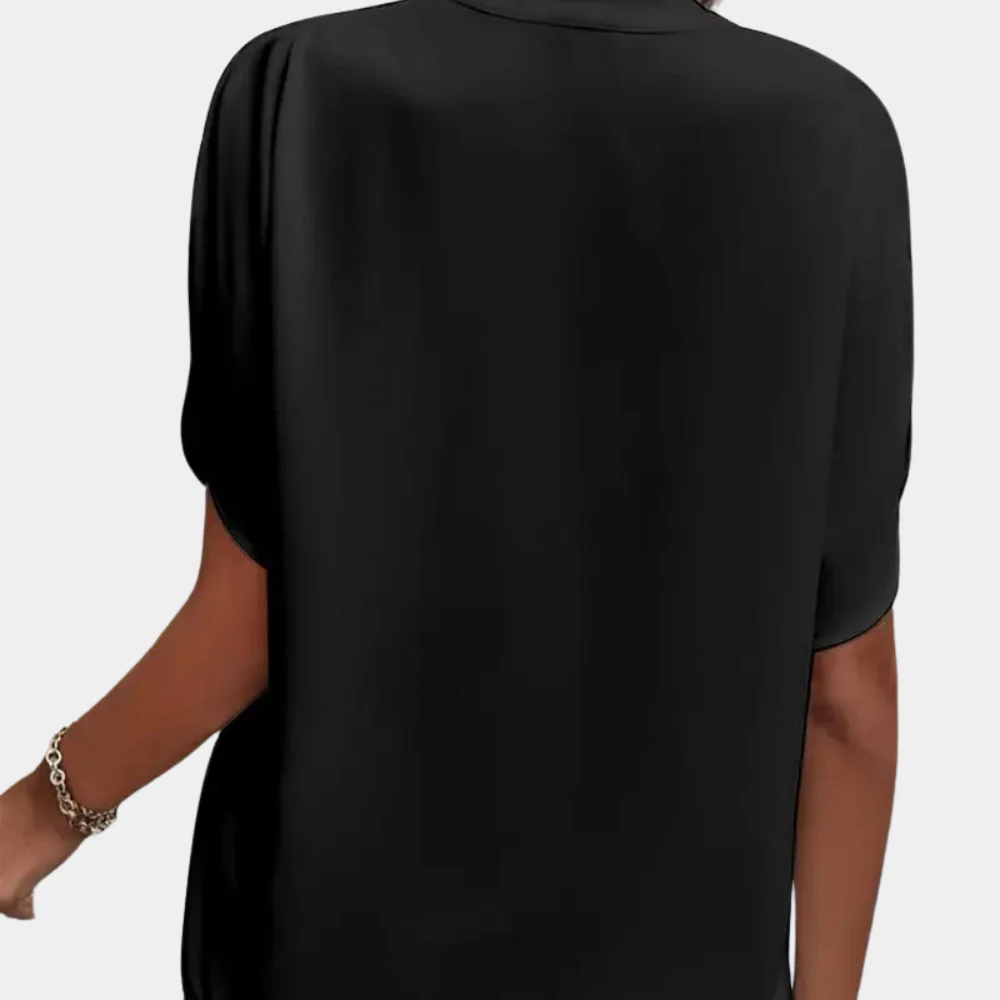 Breathable women’s blouse – short sleeve v-neck, lightweight material, for any occasion - Image 9