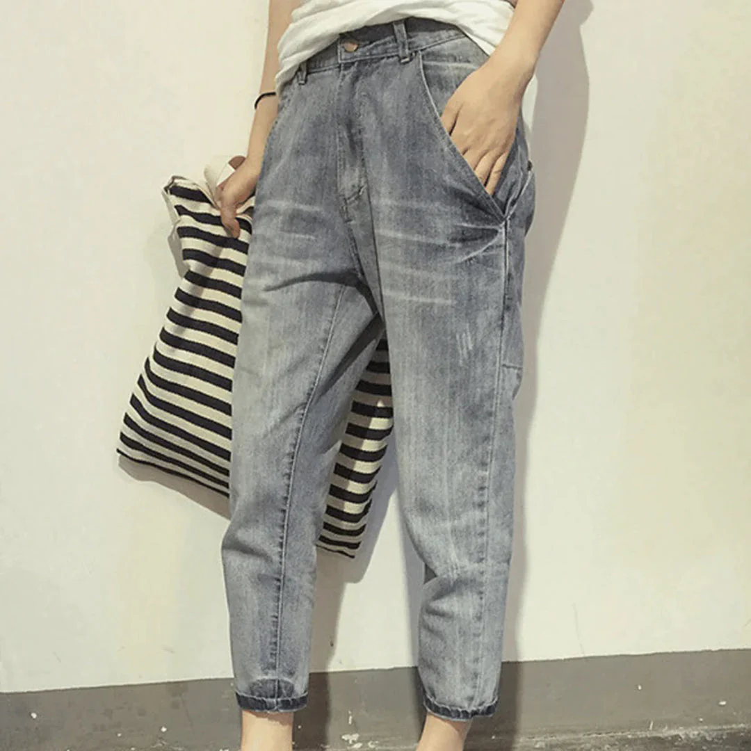 Breathable women's casual jeans – relaxed fit, polyester, for everyday wear - Image 2
