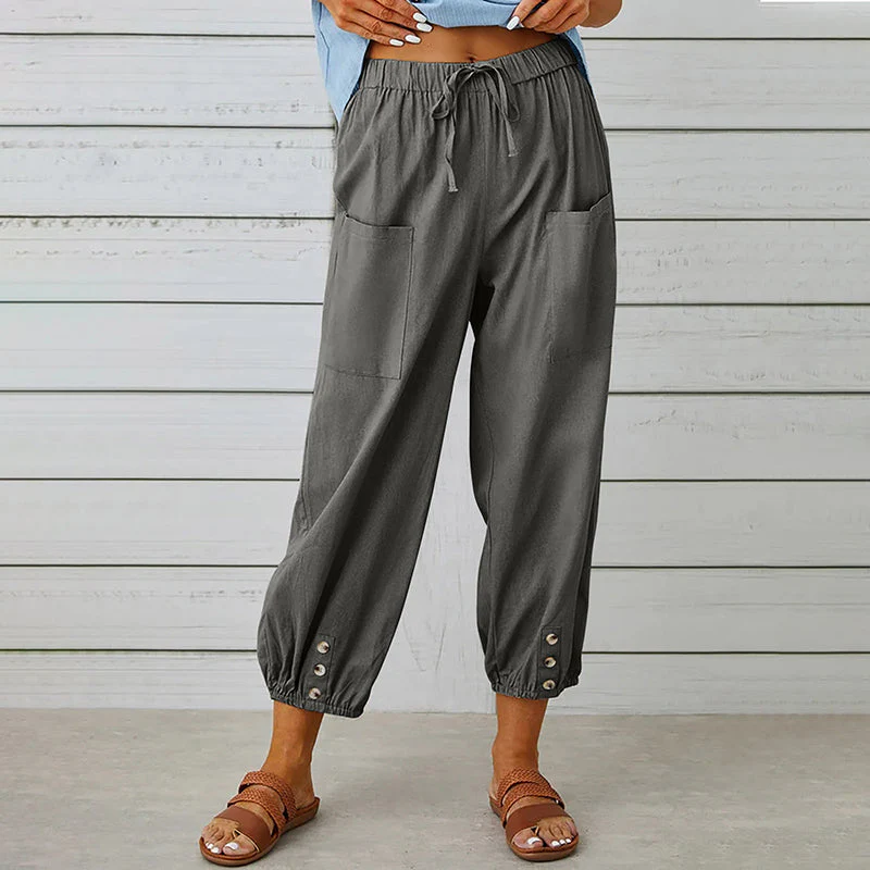 Breathable women's casual pants – elastic waistband, soft fabric, for everyday wear and sports