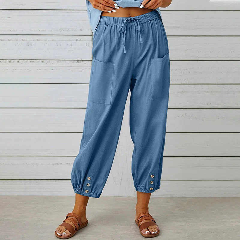 Breathable women's casual pants – elastic waistband, soft fabric, for everyday wear and sports - Image 10