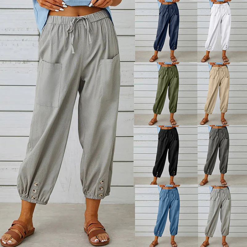 Breathable women's casual pants – elastic waistband, soft fabric, for everyday wear and sports - Image 2