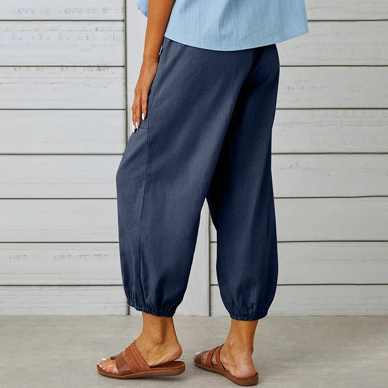 Breathable women's casual pants – elastic waistband, soft fabric, for everyday wear and sports - Image 3