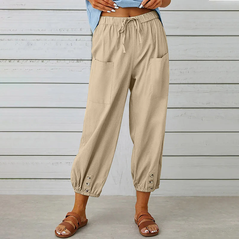 Breathable women's casual pants – elastic waistband, soft fabric, for everyday wear and sports - Image 4