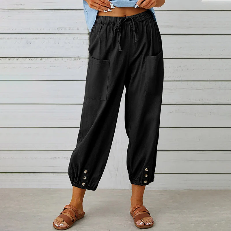 Breathable women's casual pants – elastic waistband, soft fabric, for everyday wear and sports - Image 5