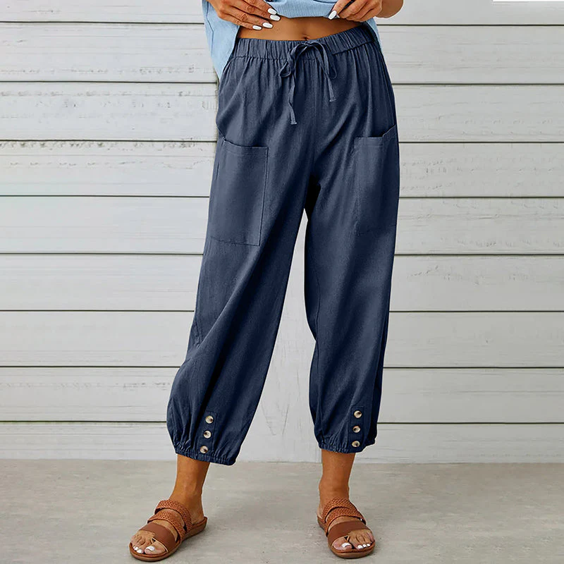 Breathable women's casual pants – elastic waistband, soft fabric, for everyday wear and sports - Image 6