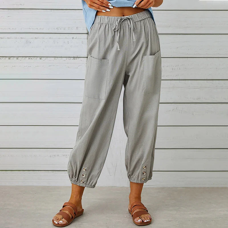 Breathable women's casual pants – elastic waistband, soft fabric, for everyday wear and sports - Image 8