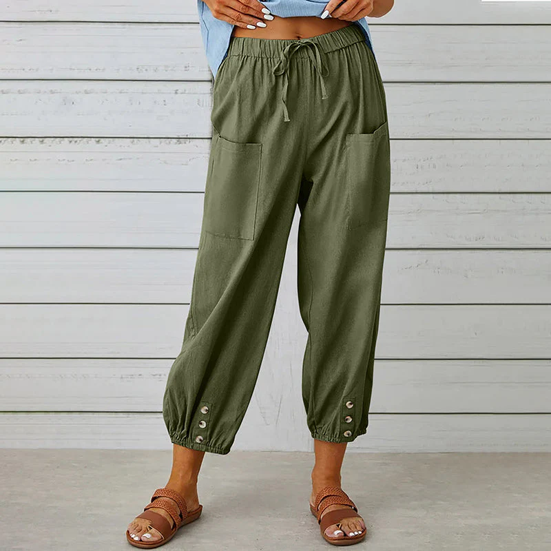 Breathable women's casual pants – elastic waistband, soft fabric, for everyday wear and sports - Image 9