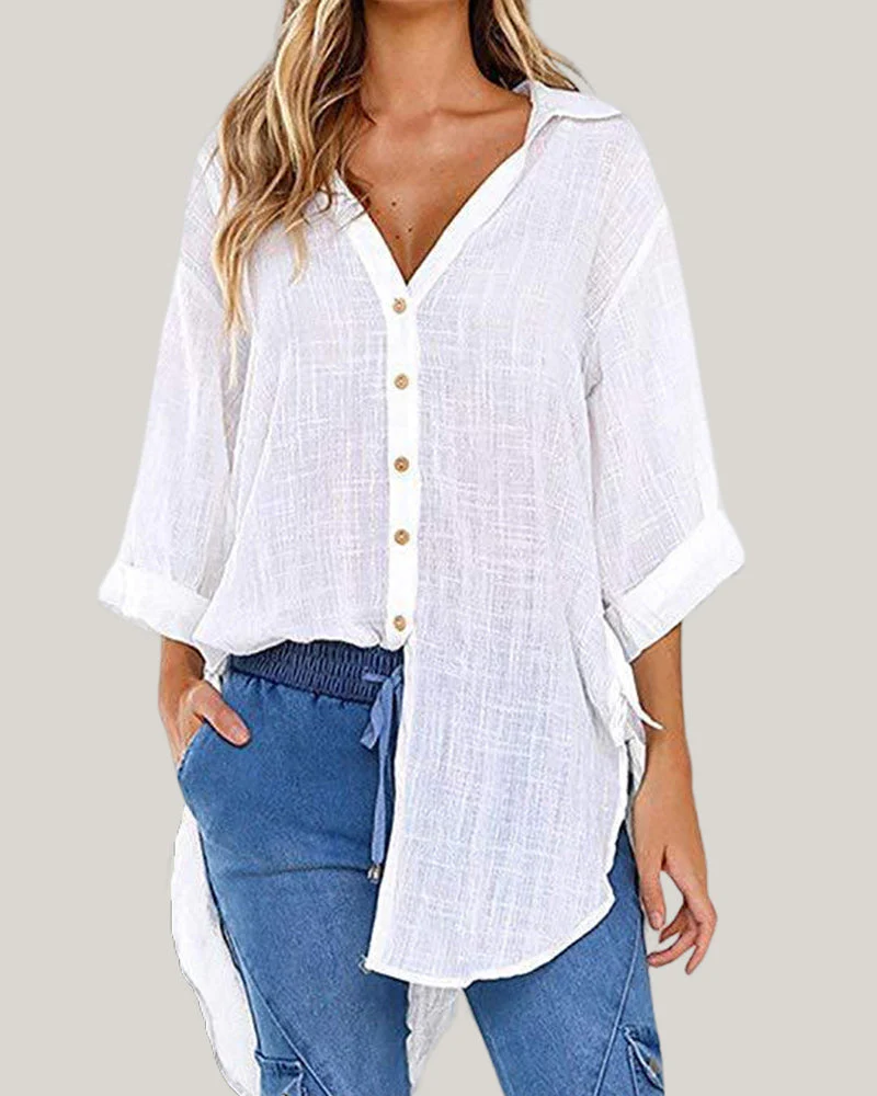 Breathable women’s casual shirt – V-neck, soft cotton, for everyday wear - Image 5