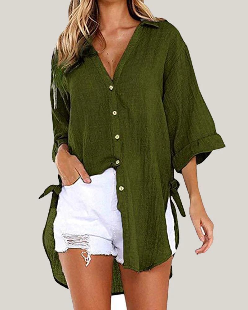Breathable women’s casual shirt – V-neck, soft cotton, for everyday wear - Image 7