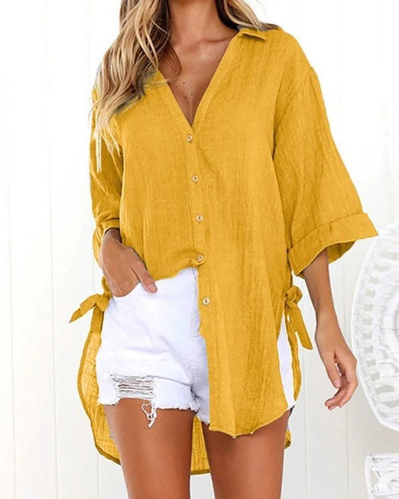 Breathable women’s casual shirt – V-neck, soft cotton, for everyday wear - Image 8