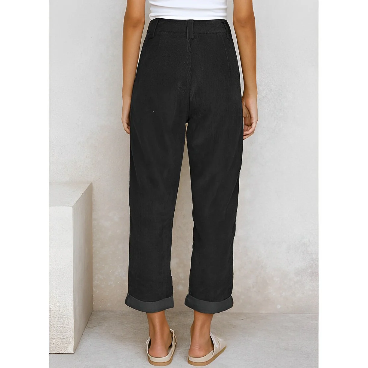 Breathable women's corduroy pants – straight cut, lightweight material, for everyday wear - Image 7