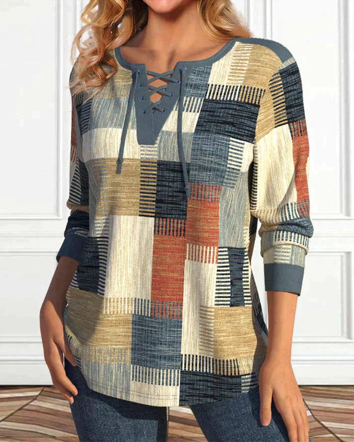 Breathable women's going out top – geometric print, lightweight, for casual outings - Image 2