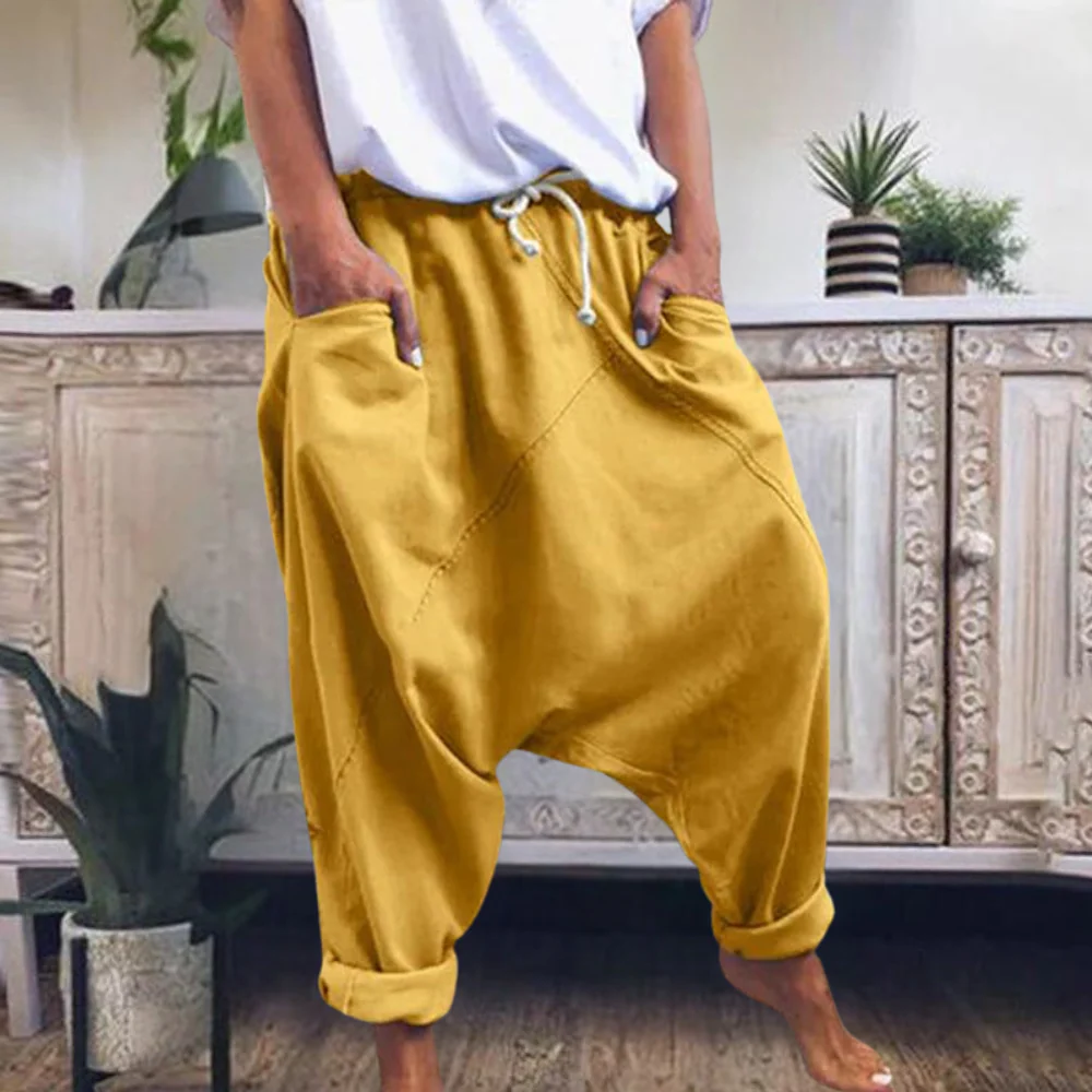 Breathable women's harem pants – wide leg, cotton, for summer outings - Image 8