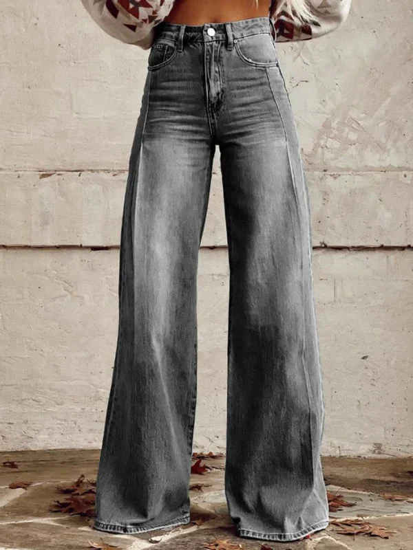 Breathable women’s high-waisted jeans – wide leg silhouette, durable denim, for casual wear - Image 3